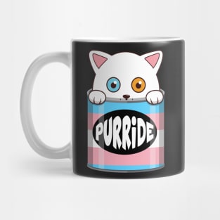 Funny White Cat Transgender Pride Mug